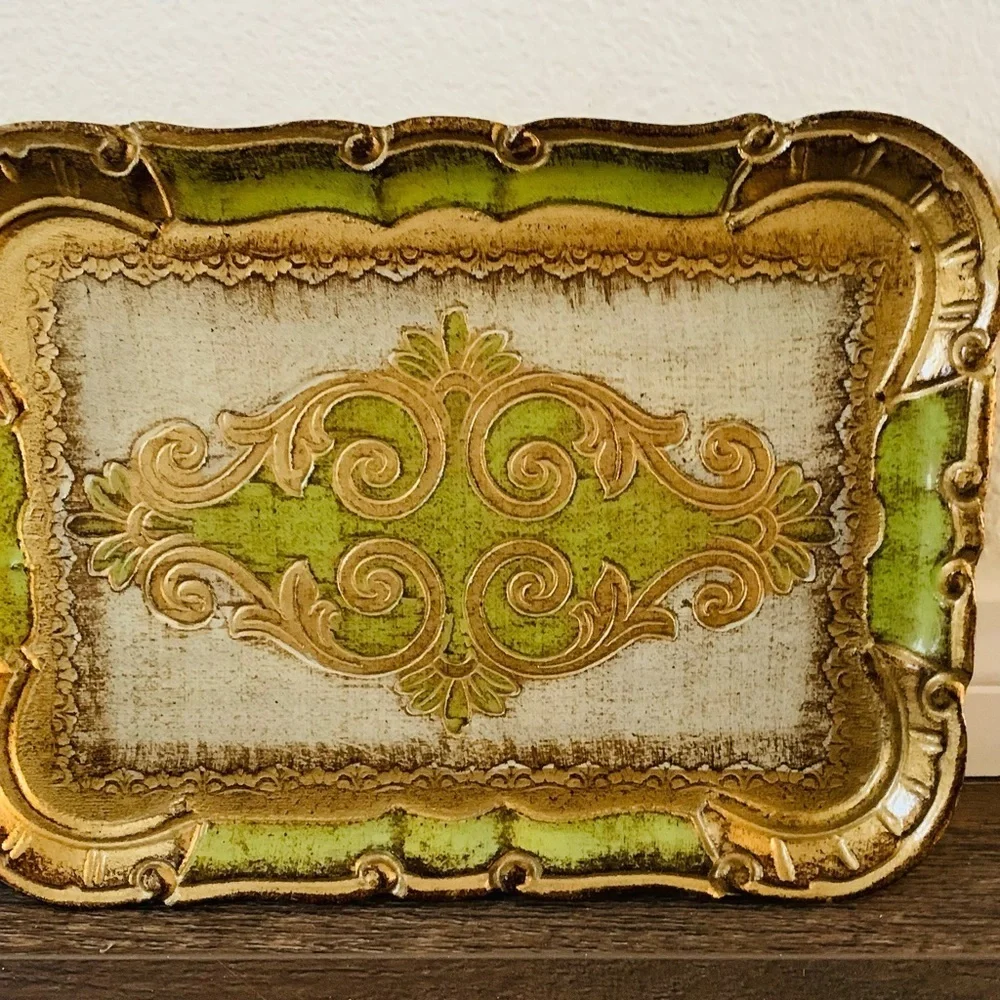 Vintage Tray Wood Hand Made Legno Decorato A Mano Made In Florence